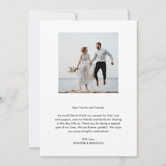 De fotocollage van het huwelijk dankt u manuscript bedankkaart (Achterkant)