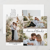 De fotocollage van het huwelijk dankt u manuscript bedankkaart (Voorkant / Achterkant)