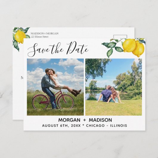 De Foto's van de Douane van Lemons sparen de Datum Aankondigingskaart (Voorkant / Achterkant)