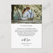 De Foto's van het huwelijk Dank u, Modern Eenvoudi Informatiekaartje (Achterkant)