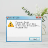 De Foutenmelding van de geek sparen de Blauwe Uitn Save The Date (Staand voorkant)