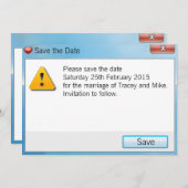 De Foutenmelding van de geek sparen de Blauwe Uitn Save The Date (Voorkant / Achterkant)