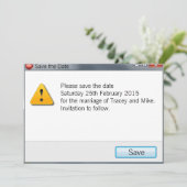 De foutenmelding van de geek sparen de Grauwe Uitn Save The Date (Staand voorkant)