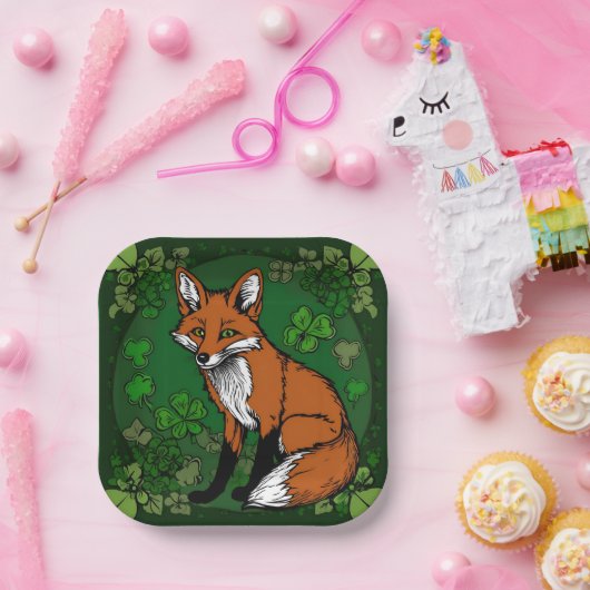 De Fox en de Shamrocks Papieren Bordje (Feest)