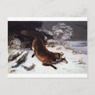 De Fox in de sneeuw door Gustave Courbet Briefkaart