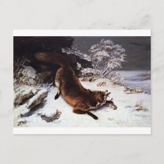 De Fox in de sneeuw door Gustave Courbet Briefkaart (Voorkant)