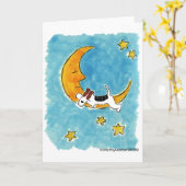 De fox-terrier van de draad op de maan kaart (Gele Bloem)