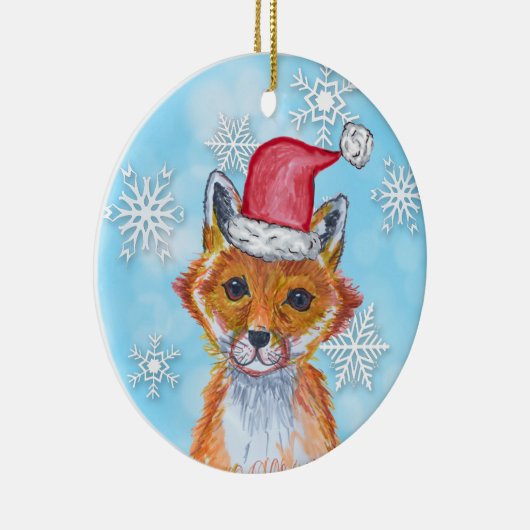 De Fox van de waterverf met Gepersonaliseerd Beric Keramisch Ornament (Rechts)