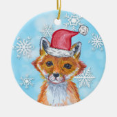 De Fox van de waterverf met Gepersonaliseerd Beric Keramisch Ornament (Voorkant)
