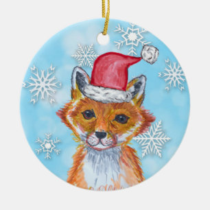 De Fox van de waterverf met Gepersonaliseerd Beric Keramisch Ornament