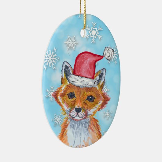De Fox van de waterverf met Gepersonaliseerd Beric Keramisch Ornament (Rechts)