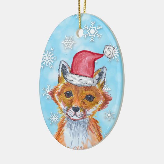 De Fox van de waterverf met Gepersonaliseerd Beric Keramisch Ornament (Links)