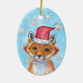 De Fox van de waterverf met Gepersonaliseerd Beric Keramisch Ornament (Voorkant)