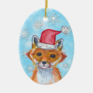 De Fox van de waterverf met Gepersonaliseerd Beric Keramisch Ornament