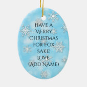 De Fox van de waterverf met Gepersonaliseerd Beric Keramisch Ornament (Achterkant)