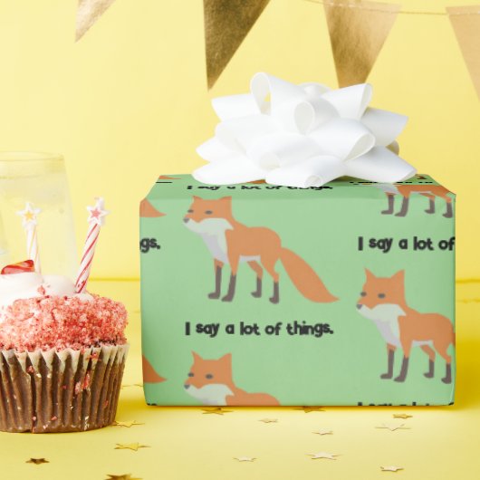 De Fox zegt… Grappig Internet meme Cartoon ontwerp Cadeaupapier (Verjaardagsfeest)
