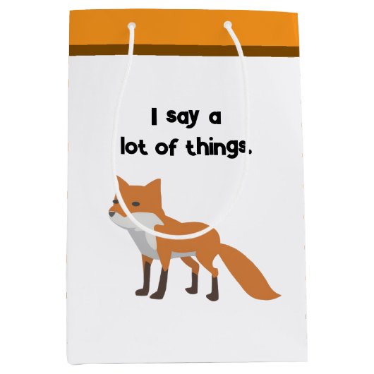 De Fox zegt… Grappig Internet meme Cartoon ontwerp Medium Cadeauzakje (Voorkant)