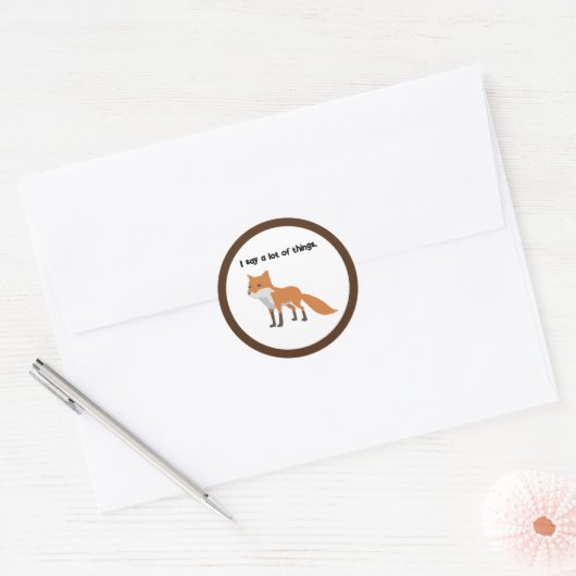 De Fox zegt… Grappig Internet meme Cartoon ontwerp Ronde Sticker (Envelop)