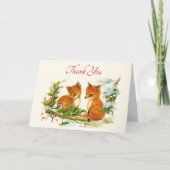 De  Foxes Retro kerstscène van de klap Dank u Kaart (Voorkant)