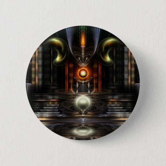 De fractale kunst van de troonzaal ronde button 5,7 cm (Voorkant)