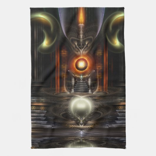 De fractale kunst van de troonzaal theedoek (Verticaal)