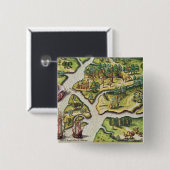 De Franse aantocht in Port Royal Vierkante Button 5,1 Cm (Voorkant /achterkant)