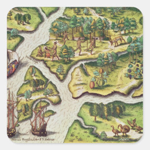 De Franse aantocht in Port Royal Vierkante Sticker