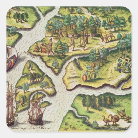 De Franse aantocht in Port Royal Vierkante Sticker (Voorkant)