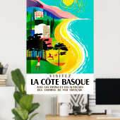 De Franse Baskische kust, vintage-reizen Poster (Thuiskantoor)