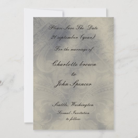 De Franse bruiloft van Parijs is de datum Save The Date (Achterkant)