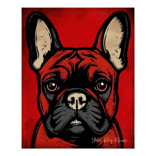 De Franse buldog hond, rood en zwart 001 - Ulises Perfect Poster (Voorkant)