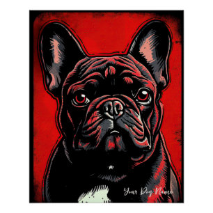 De Franse buldog hond, rood en zwart 004 - Ulises Perfect Poster