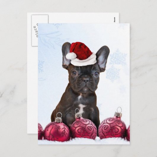 De Franse Buldog van Kerstmis Feestdagenkaart (Voorkant / Achterkant)