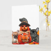 De Franse Buldoggen van Halloween Kaart (Gele Bloem)