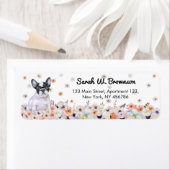 De Franse Bulldog draagt een ezels in de bloemen Etiket (Insitu)