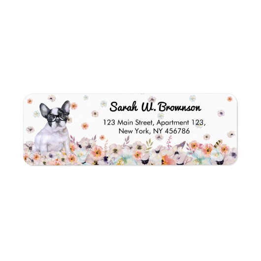 De Franse Bulldog draagt een ezels in de bloemen Etiket (Voorkant)