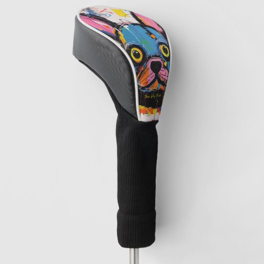 De Franse Bulldog Graffiti 02 - Leonardo Abbacchi Golfheadcover (Schuin)
