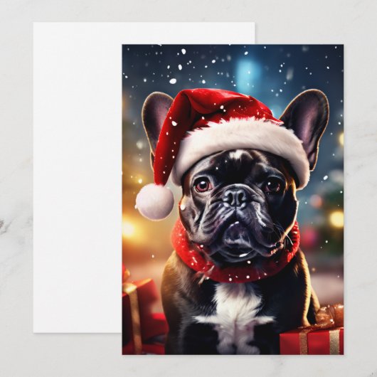 De Franse Bulldog Instant Download Kerstmis Feestdagenkaart (Voorkant / Achterkant)