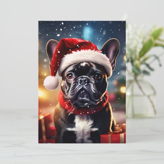 De Franse Bulldog Instant Download Kerstmis Feestdagenkaart (Staand voorkant)