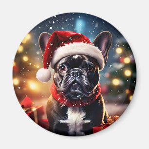De Franse Bulldog Kerst Magneet