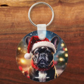 De Franse Bulldog Kerst Sleutelhanger (Voorkant)