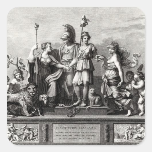 De Franse grondwet Vierkante Sticker (Voorkant)