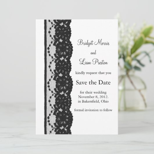 De Franse kant sparen de Datum (wit) Save The Date (Staand voorkant)