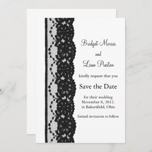 De Franse kant sparen de Datum (wit) Save The Date (Voorkant / Achterkant)