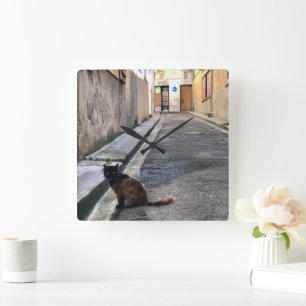 De Franse kat Vierkante Klok