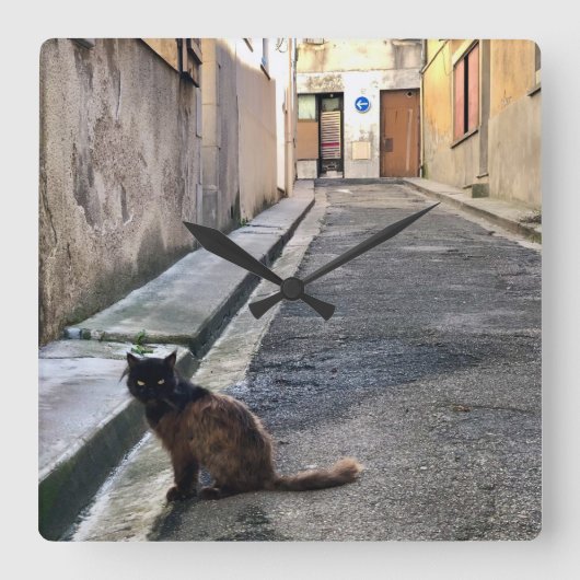 De Franse kat Vierkante Klok (Voorkant)