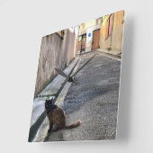 De Franse kat Vierkante Klok (Hoek)