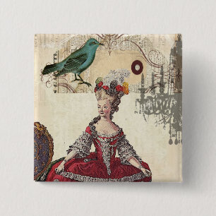 De Franse koningin Marie Antoinette (Parijs) Vierkante Button 5,1 Cm