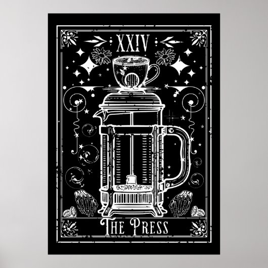 De Franse pers koffie tarot Kaart Poster (Voorkant)