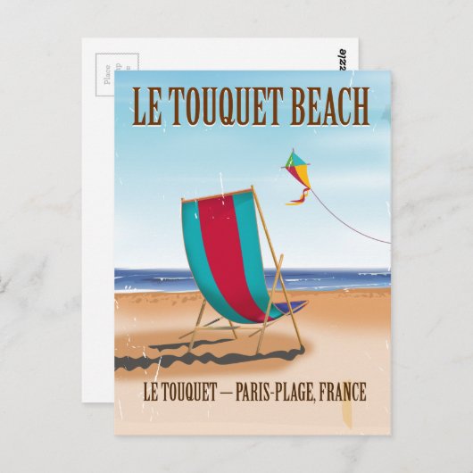 De  franse reisposter Le Touquet Beach Briefkaart (Voorkant / Achterkant)